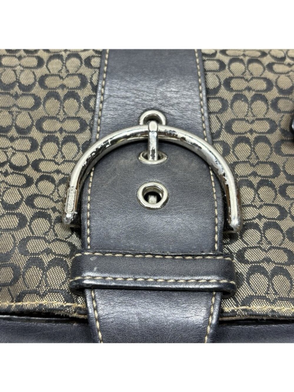 Vintage Coach Y2K Black/Gray Signature Canvas Soho Shoulder Bag 7075 - Picture 2 of 11